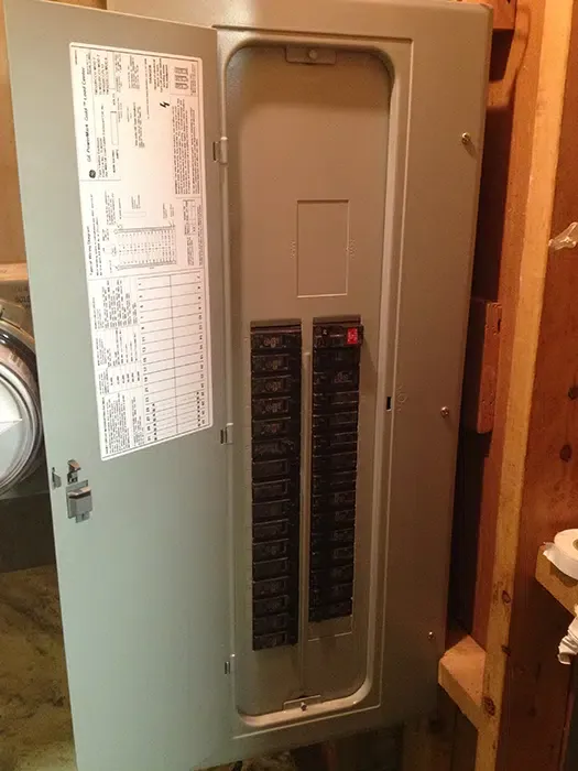 GE LoadCenter breaker panel installed by Castle Electric, serving Norwood and Greater Boston