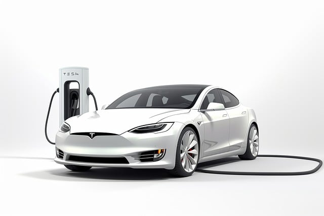 tesla connected to EV charging station