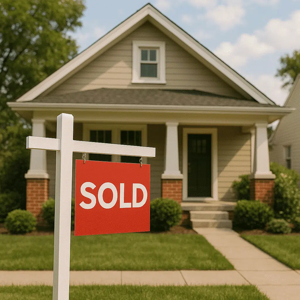 house with sold sign in front yarnd